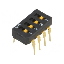 Comutator DIP-SWITCH 4 Secțiuni ON-OFF 30VDC | Electronic-mag.ro | Componente Electronice