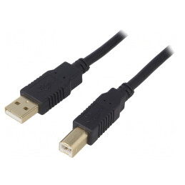 Cablu USB 2.0 A-B Aurit 1m Negru | Electronic-mag.ro | Componente Electronice