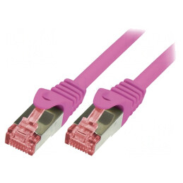 Patch cord S/FTP Cat6 LSZH Roz 1m Dublu Ecranat | Electronic-mag.ro | Componente Electronice