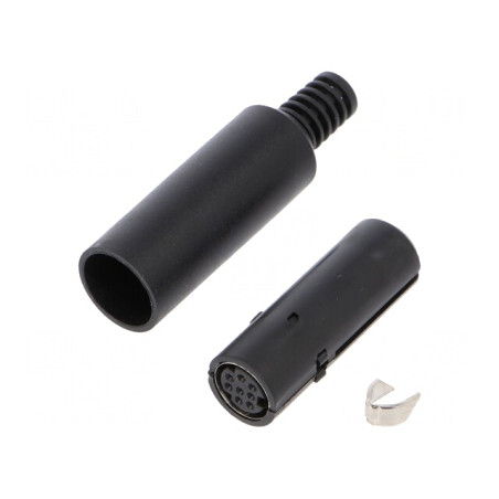 Mufă DIN 8-pin Mini Mamă cu Manson pentru Lipire pe Cablu Drept | Electronic-mag.ro | Componente Electronice