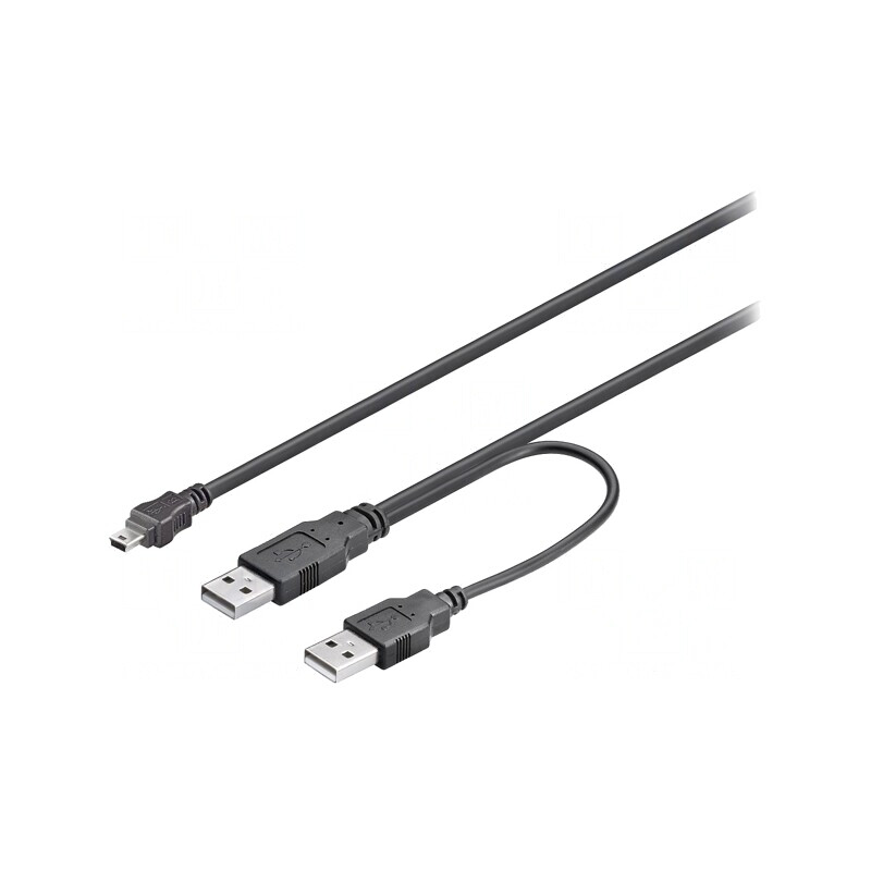 Cablu USB 2.0 dublu A la mini B 60cm negru | Electronic-mag.ro | Componente Electronice