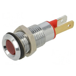 Lampă LED plată roşie Ø8mm 2VDC metal | Electronic-mag.ro | Componente Electronice