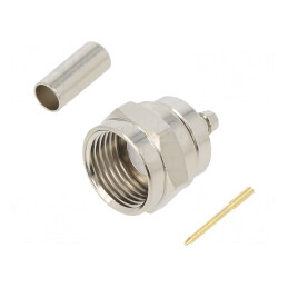 Mufă F Tată Drept 75Ω Lipire Crimpat PTFE Aurit | Electronic-mag.ro | Componente Electronice