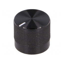 Buton rotativ negru cu indicator Ø20mm, ax moletat 6mm | Electronic-mag.ro | Componente Electronice