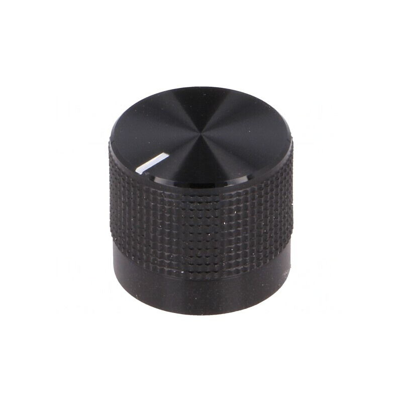 Buton rotativ negru cu indicator Ø20mm, ax moletat 6mm | Electronic-mag.ro | Componente Electronice