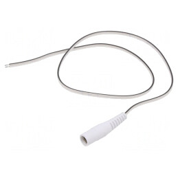 Cablu Alb DC 5,5/2,5 Soclu Drept 0,5m 2x0,35mm2 | Electronic-mag.ro | Componente Electronice