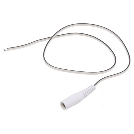 Cablu Alb DC 5,5/2,5 Soclu Drept 0,5m 2x0,35mm2 | Electronic-mag.ro | Componente Electronice