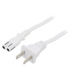 Cablu Alimentare 2x18AWG IEC C7 Alb 1m | Electronic-mag.ro | Componente Electronice