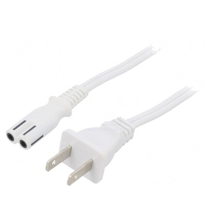 Cablu Alimentare 2x18AWG IEC C7 Alb 1m | Electronic-mag.ro | Componente Electronice