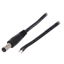 Cablu DC 5,5/2,1 mm negru 1,46m | Electronic-mag.ro | Componente Electronice
