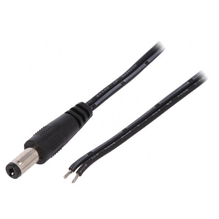 Cablu DC 5,5/2,1 mm negru 1,46m | Electronic-mag.ro | Componente Electronice