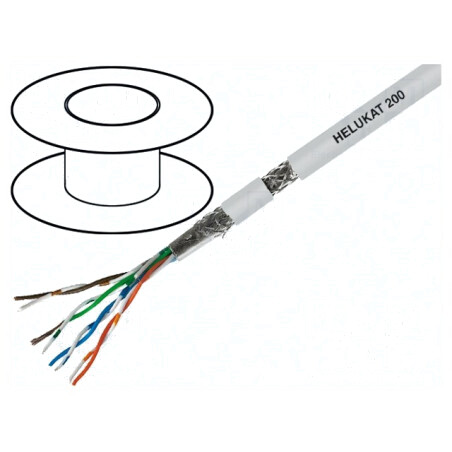 Cablu de Rețea Helukat 200 SF/UTP 5e 26AWG Gri | Electronic-mag.ro | Componente Electronice