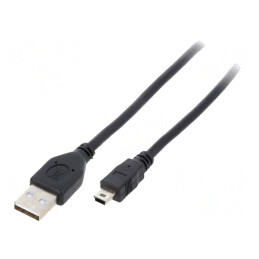 Cablu USB 2.0 A-B Mini Aurit 1.8m Negru | Electronic-mag.ro | Componente Electronice