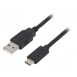 Cablu USB 2.0 USB-A la USB-C Aurit 1m Negru PVC | Electronic-mag.ro | Componente Electronice