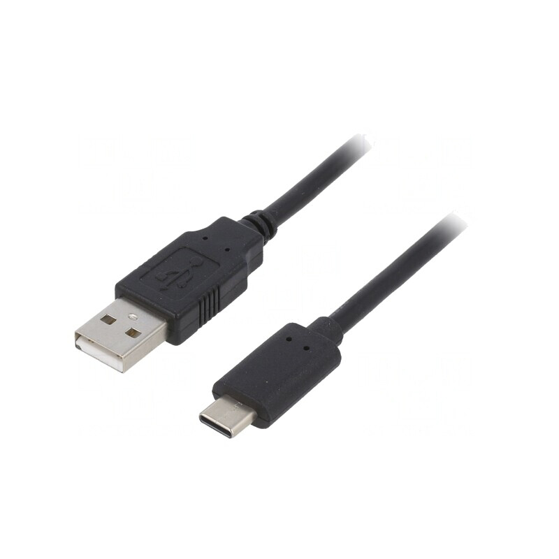Cablu USB 2.0 USB-A la USB-C Aurit 1m Negru PVC | Electronic-mag.ro | Componente Electronice