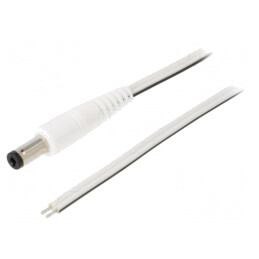 Cablu Alb 2x0,5mm2 cu Mufă DC 5,5/2,1 Drept 0,5m | Electronic-mag.ro | Componente Electronice