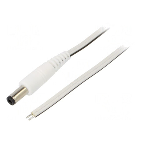 Cablu DC Alb 5,5/2,5mm 0,5m 2x0,5mm2 | Electronic-mag.ro | Componente Electronice