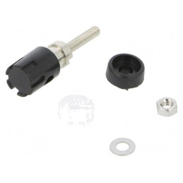 Soclu banană 4mm 15A negru pe panou | Electronic-mag.ro | Componente Electronice
