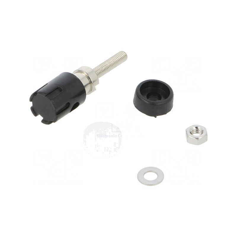 Soclu banană 4mm 15A negru pe panou | Electronic-mag.ro | Componente Electronice