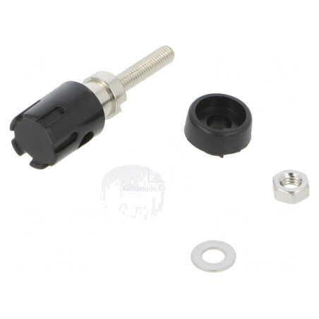 Soclu banană 4mm 15A negru pe panou | Electronic-mag.ro | Componente Electronice