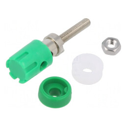 Soclu banană verde 4mm 15A 48VDC pe panou | Electronic-mag.ro | Componente Electronice