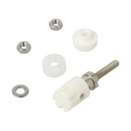 Soclu Banană 4mm 15A Albă pentru Panou | Electronic-mag.ro | Componente Electronice
