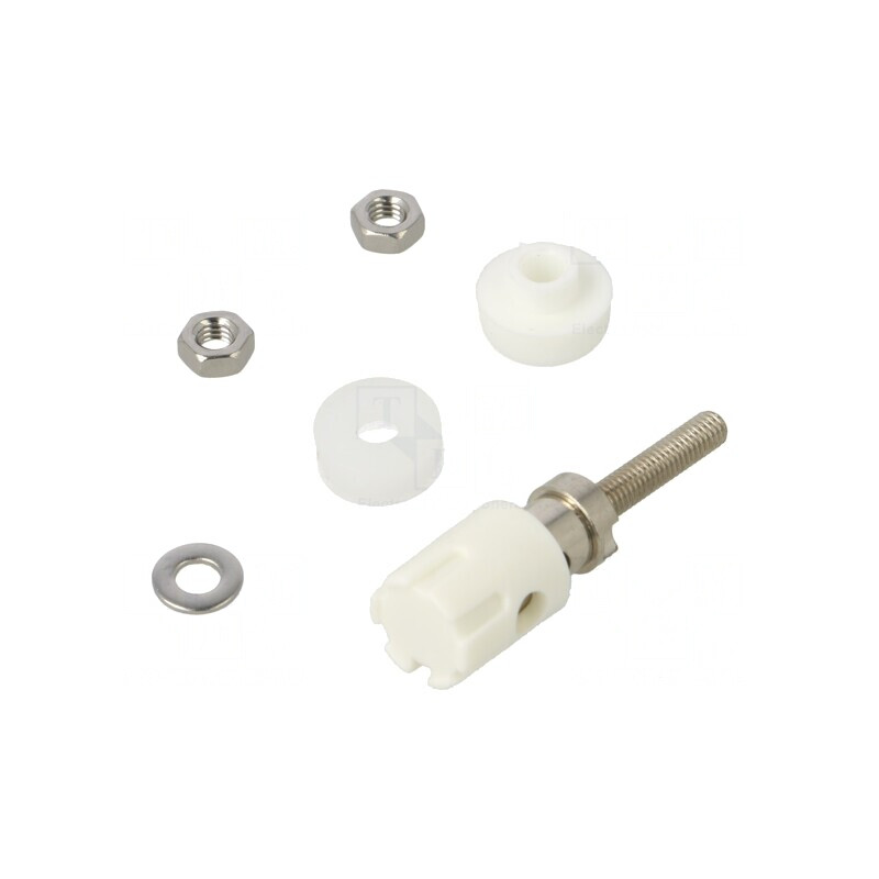 Soclu Banană 4mm 15A Albă pentru Panou | Electronic-mag.ro | Componente Electronice