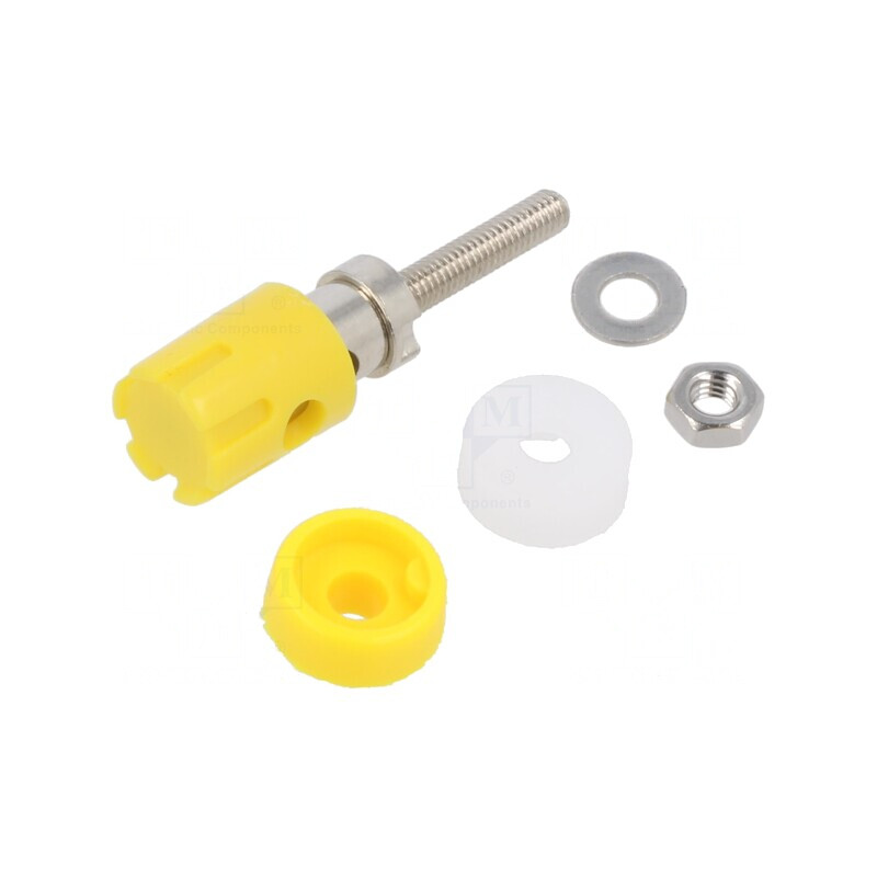 Soclu Banană 4mm 15A Galben Pe Panou | Electronic-mag.ro | Componente Electronice