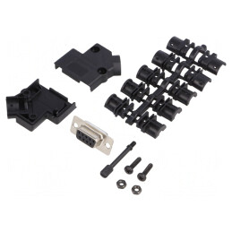 D-Sub 9 PIN Mufă Mamă Neagră Kit Complet | Electronic-mag.ro | Componente Electronice
