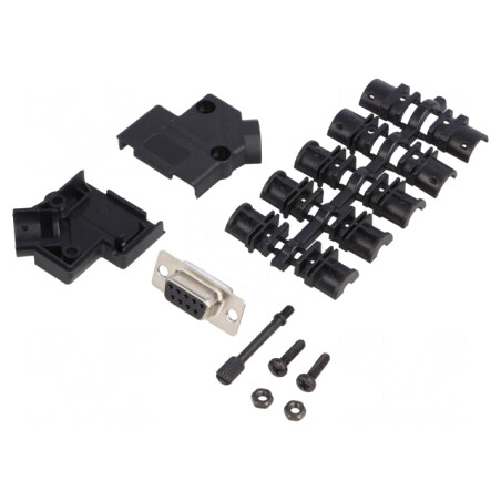 D-Sub 9 PIN Mufă Mamă Neagră Kit Complet | Electronic-mag.ro | Componente Electronice