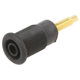 Soclu Banană 4mm 32A Negru Aurit 38,5mm | Electronic-mag.ro | Componente Electronice