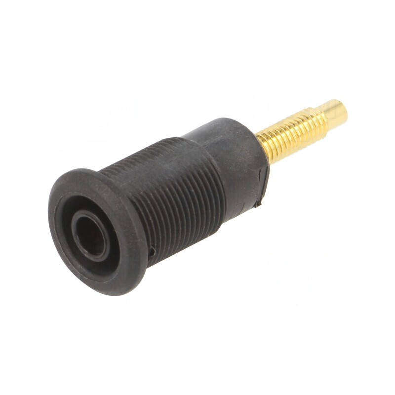 Soclu Banană 4mm 32A Negru Aurit 38,5mm | Electronic-mag.ro | Componente Electronice