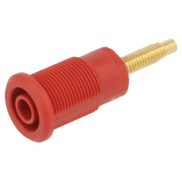 Soclu Banană 4mm 32A Roșu Aurit 38.5mm | Electronic-mag.ro | Componente Electronice
