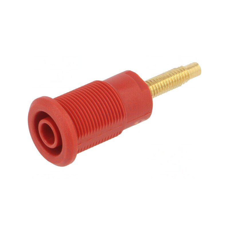 Soclu Banană 4mm 32A Roșu Aurit 38.5mm | Electronic-mag.ro | Componente Electronice