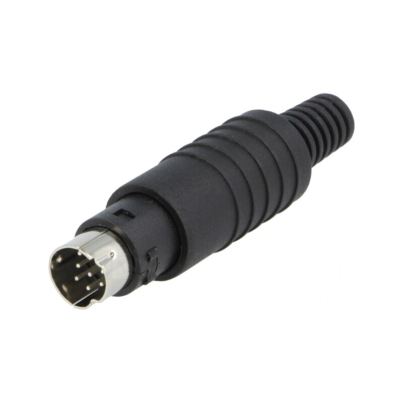 Mufă DIN mini tată 8 pini cu manșon pentru lipire pe cablu drept | Electronic-mag.ro | Componente Electronice