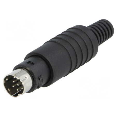 Mufă DIN mini tată 8 pini cu manșon pentru lipire pe cablu drept | Electronic-mag.ro | Componente Electronice