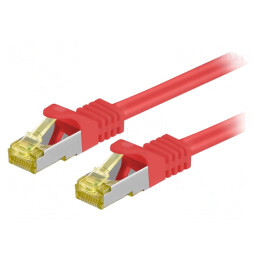 Cablu Patch S/FTP Cat6a LSZH Roșu 0,5m | Electronic-mag.ro | Componente Electronice