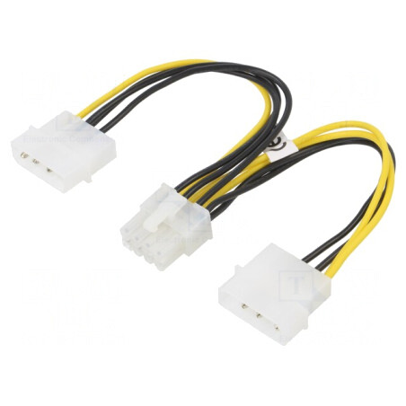 Cablu Alimentare Molex x2 la PCIe 8pin 0,15m | Electronic-mag.ro | Componente Electronice