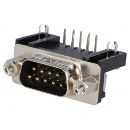 Conector D-Sub 9-Pin Tată 90° THT 5A | Electronic-mag.ro | Componente Electronice