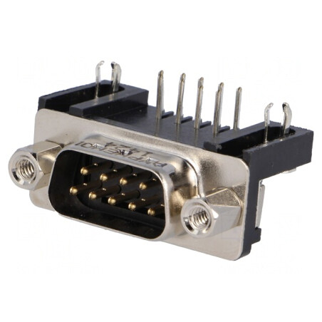 Conector D-Sub 9-Pin Tată 90° THT 5A | Electronic-mag.ro | Componente Electronice