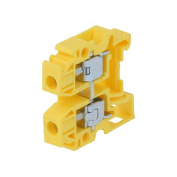 Conector Galben pentru Șine TS35 0.5-6mm2 1 Pista 2 Borne | Electronic-mag.ro | Componente Electronice