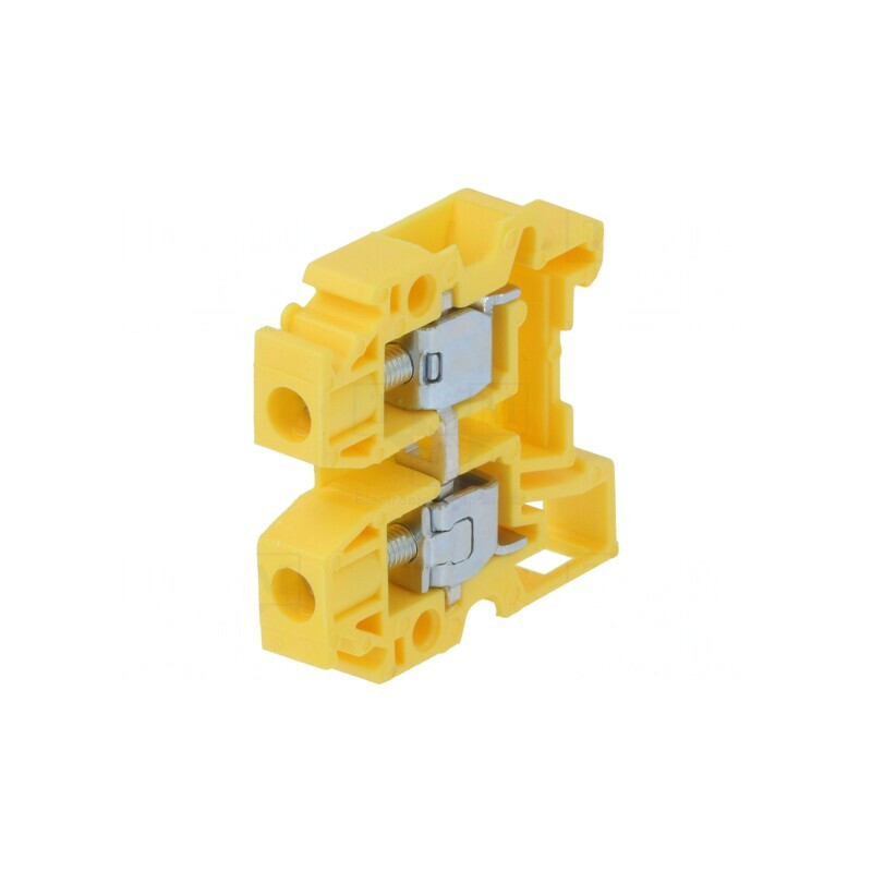 Conector Galben pentru Șine TS35 0.5-6mm2 1 Pista 2 Borne | Electronic-mag.ro | Componente Electronice