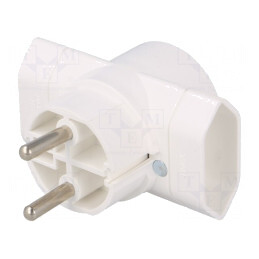 Conector Alimentare AC Splitter 2P Rotund/Plat Alb | Electronic-mag.ro | Componente Electronice