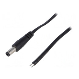 Cablu DC Negru 1,46m 5,5/2,5 2x0,5mm2 | Electronic-mag.ro | Componente Electronice