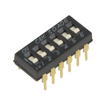 Comutator DIP-SWITCH 6 Secțiuni ON-OFF 24VDC | Electronic-mag.ro | Componente Electronice