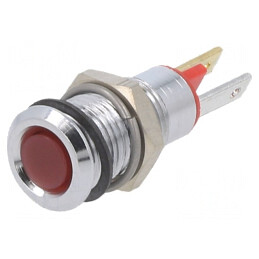 Lampă LED roșie plată 2VDC Ø8mm metal | Electronic-mag.ro | Componente Electronice