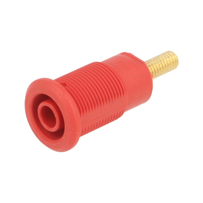 Soclu Banană 4mm 32A Roșie Aurită | Electronic-mag.ro | Componente Electronice