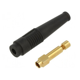 Soclu Banană 4mm 32A Neagră Aurit Lipite | Electronic-mag.ro | Componente Electronice