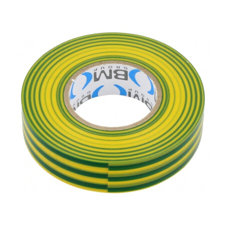 Bandă Electroizolantă 19mm x 25m Galben-Verde | Electronic-mag.ro | Componente Electronice