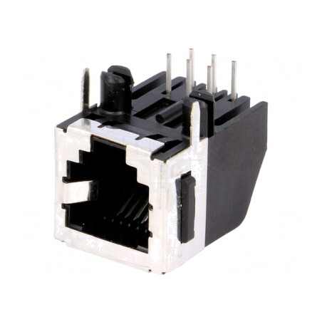 Soclu RJ12 6P6C Cat 3 Ecranat cu Blocare Panou pentru PCB | Electronic-mag.ro | Componente Electronice